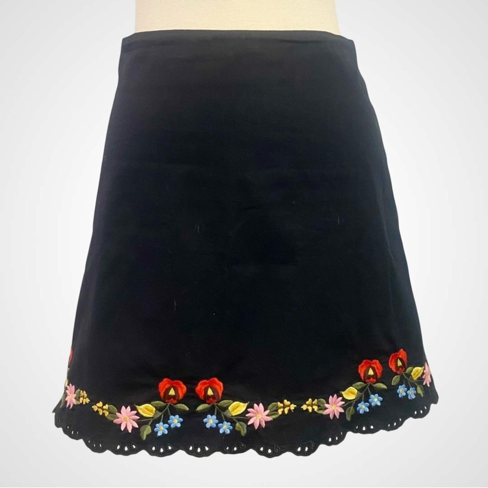 90s Betsey Johnson New York Black Floral RARE Embroidered Vintage Grunge Skirt